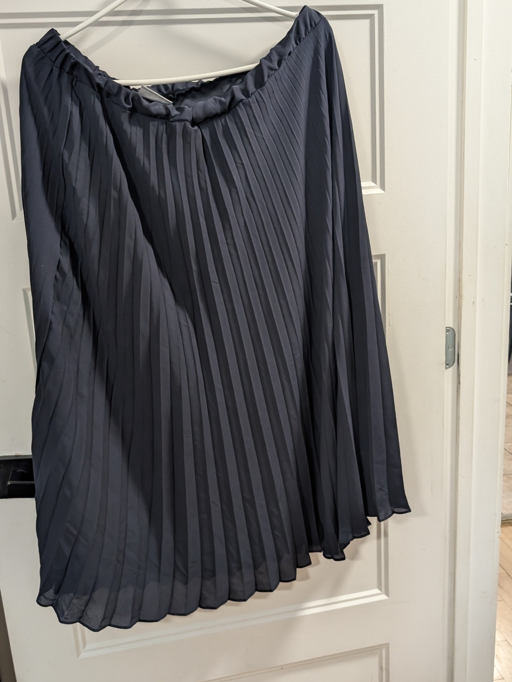 Pleated A-Line Midi Skirt - Dark Navy